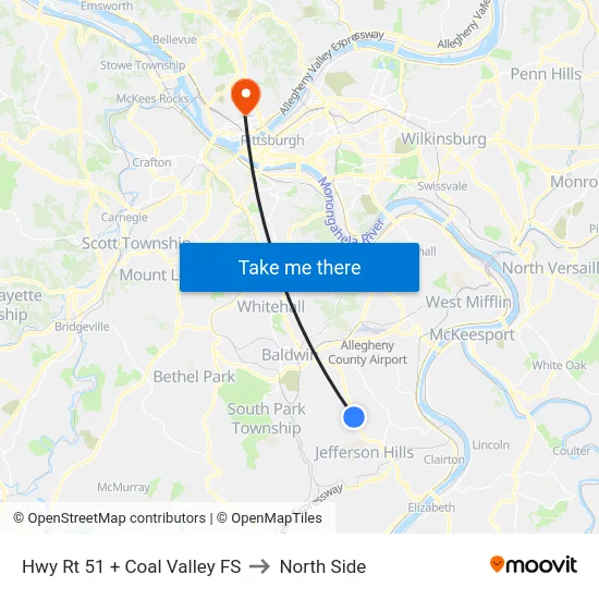 Hwy Rt 51 + Coal Valley FS to North Side map
