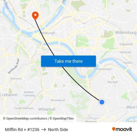 Mifflin Rd + #1236 to North Side map
