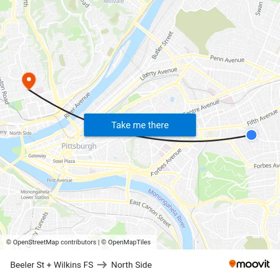 Beeler St + Wilkins FS to North Side map