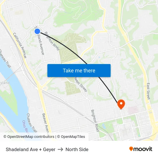 Shadeland Ave + Geyer to North Side map