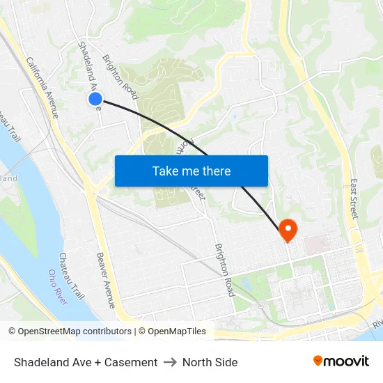 Shadeland Ave + Casement to North Side map