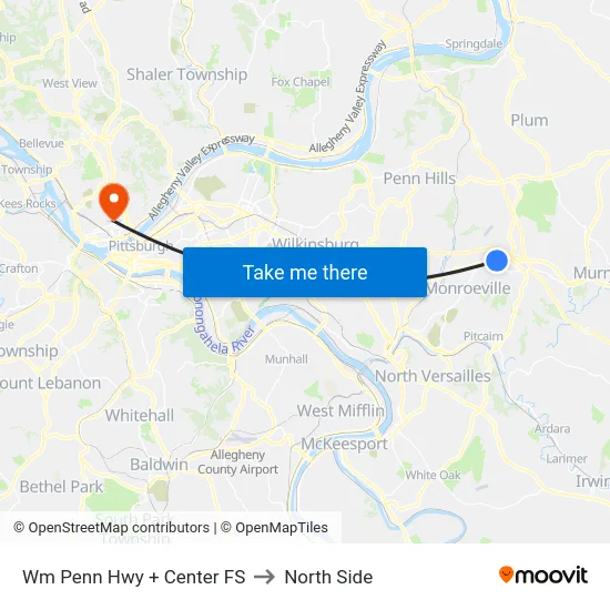 Wm Penn Hwy + Center FS to North Side map