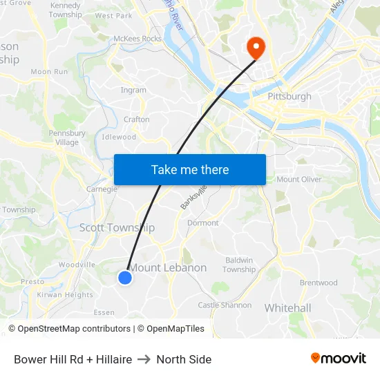 Bower Hill Rd + Hillaire to North Side map