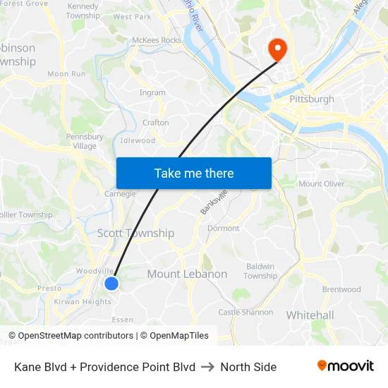 Kane Blvd + Providence Point Blvd to North Side map