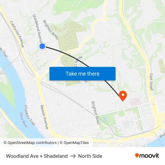 Woodland Ave + Shadeland to North Side map