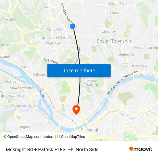 Mcknight Rd + Patrick Pl FS to North Side map