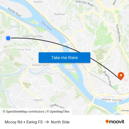 Mccoy Rd + Ewing FS to North Side map