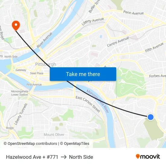 Hazelwood Ave + #771 to North Side map