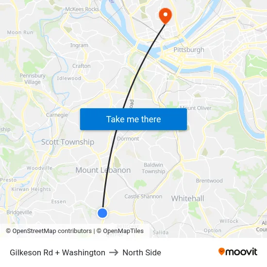 Gilkeson Rd + Washington to North Side map