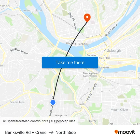 Banksville Rd + Crane to North Side map