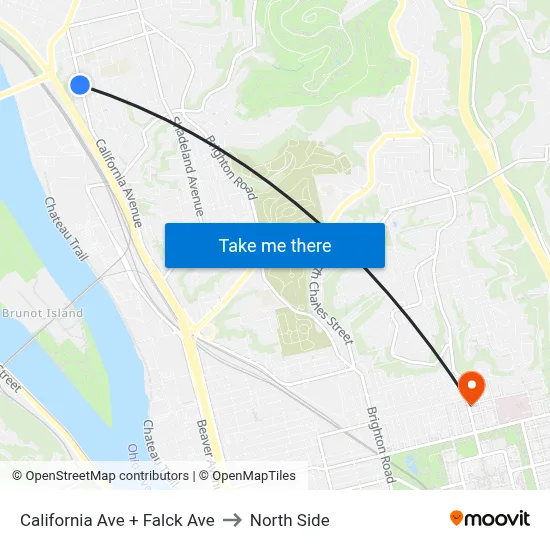 California Ave + Falck Ave to North Side map