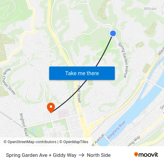 Spring Garden Ave + Giddy Way to North Side map