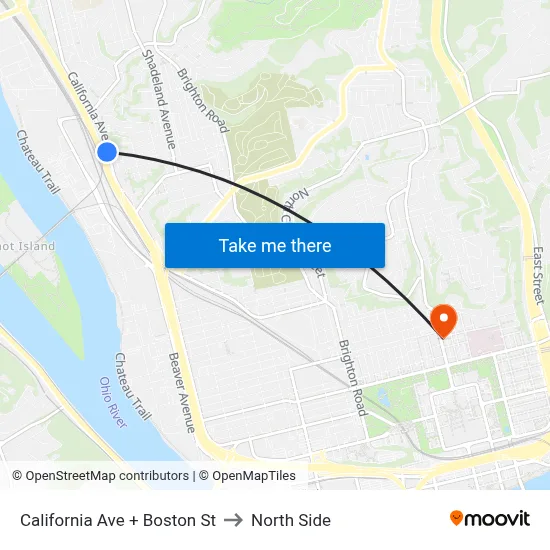 California Ave + Boston St to North Side map