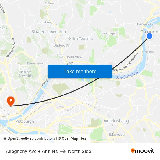 Allegheny Ave + Ann Ns to North Side map