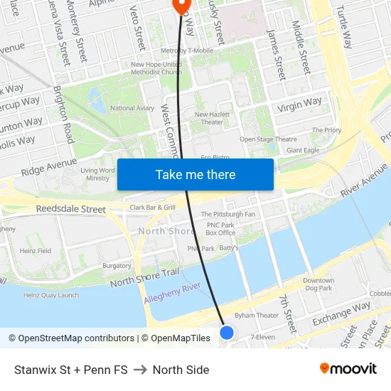 Stanwix St + Penn FS to North Side map