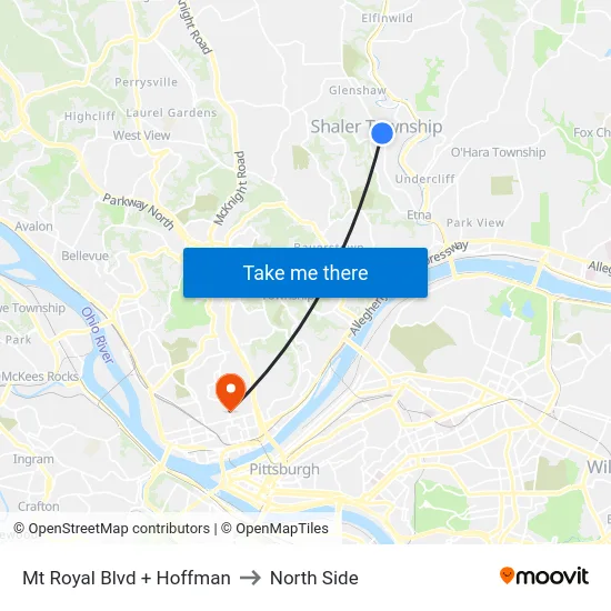 Mt Royal Blvd + Hoffman to North Side map