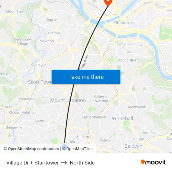 Village Dr + Stairtower to North Side map