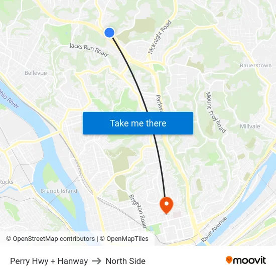 Perry Hwy + Hanway to North Side map