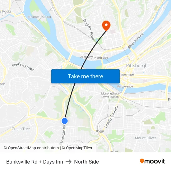Banksville Rd + Days Inn to North Side map