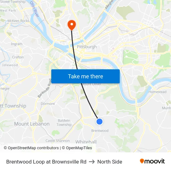 Brentwood Loop at Brownsville Rd to North Side map