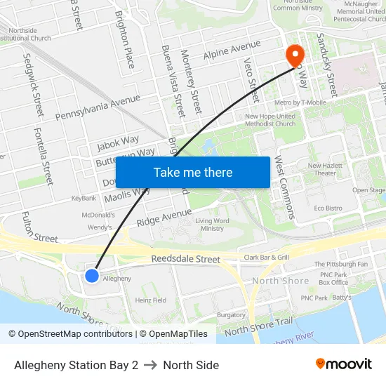 Allegheny Station Bay 2 to North Side map