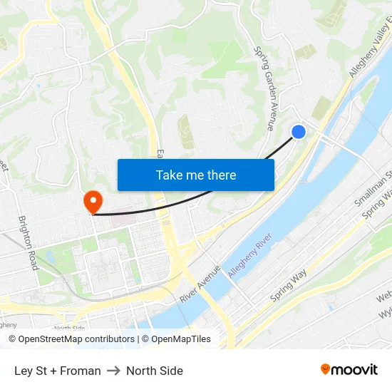 Ley St + Froman to North Side map