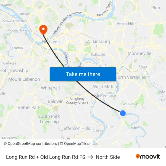 Long Run Rd + Old Long Run Rd FS to North Side map