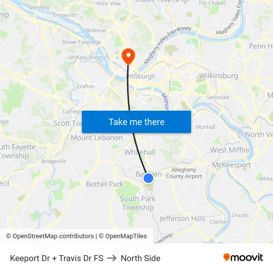 Keeport Dr + Travis Dr FS to North Side map