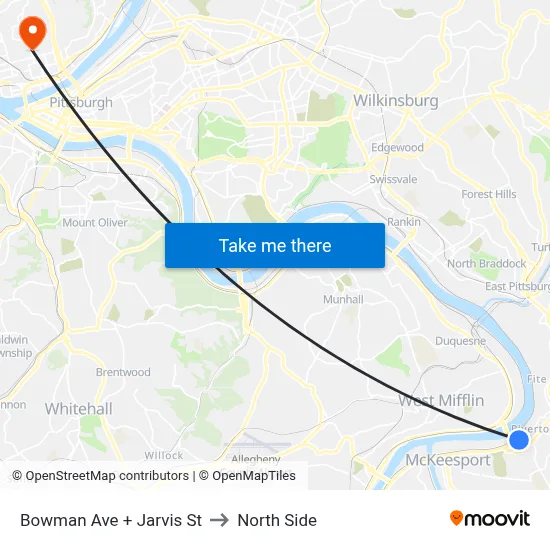 Bowman Ave + Jarvis St to North Side map