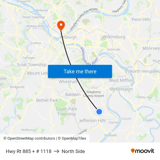 Hwy Rt 885 + # 1118 to North Side map