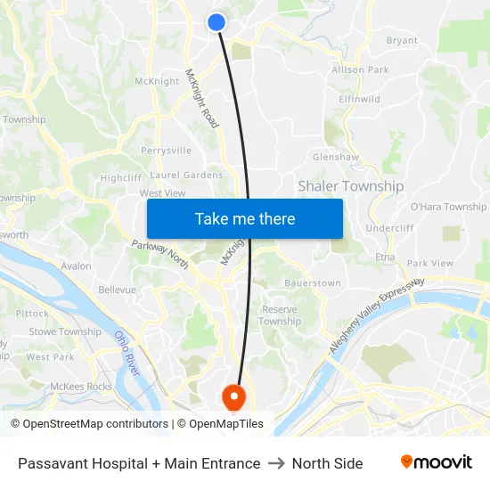 Passavant Hospital + Main Entrance to North Side map
