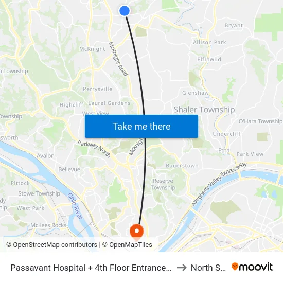 Passavant Hospital + 4th Floor Entrance Bldg T to North Side map