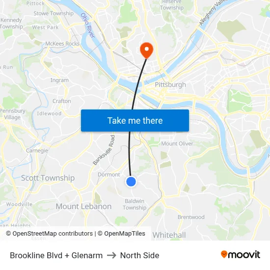 Brookline Blvd + Glenarm to North Side map