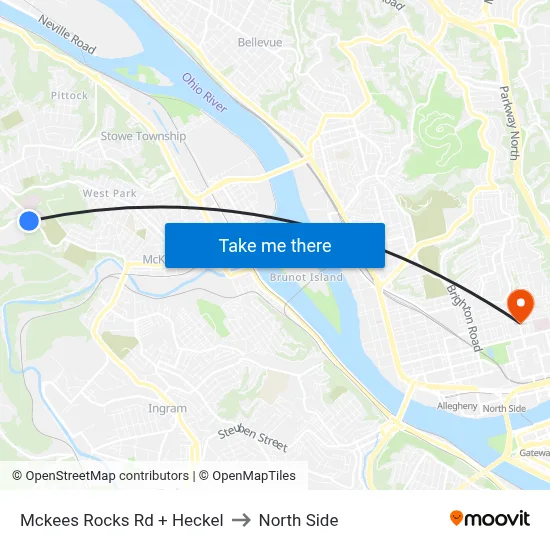 Mckees Rocks Rd + Heckel to North Side map