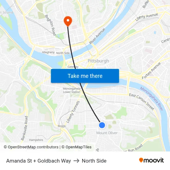 Amanda St + Goldbach Way to North Side map