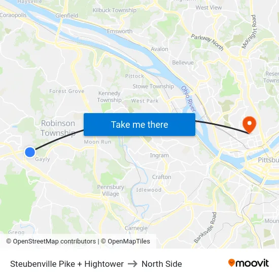 Steubenville Pike + Hightower to North Side map