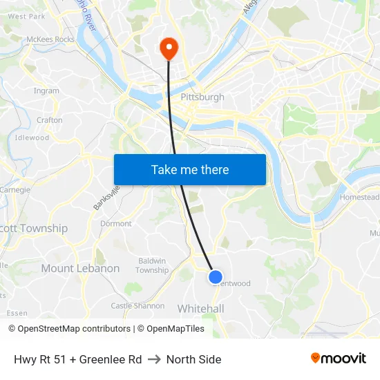 Hwy Rt 51 + Greenlee Rd to North Side map