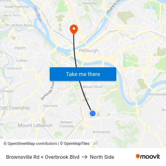 Brownsville Rd + Overbrook Blvd to North Side map