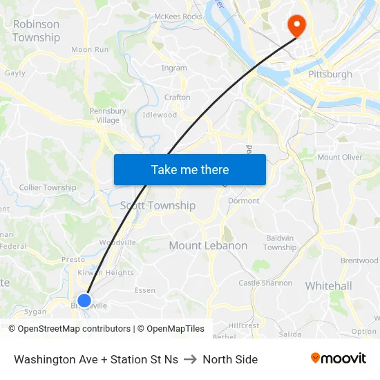 Washington Ave + Station St Ns to North Side map