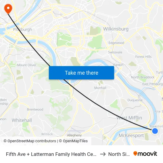 Fifth Ave + Latterman Family Health Center to North Side map