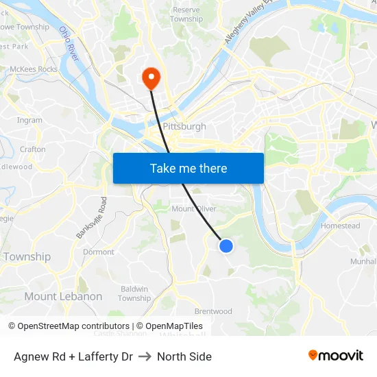 Agnew Rd + Lafferty Dr to North Side map