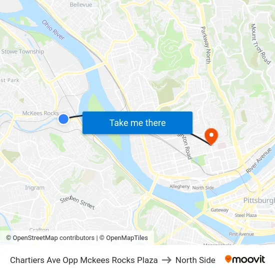 Chartiers Ave Opp Mckees Rocks Plaza to North Side map