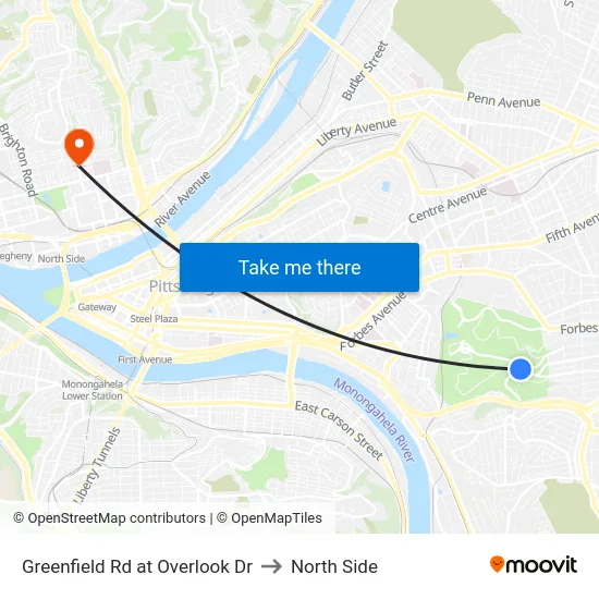 Greenfield Rd at Overlook Dr to North Side map