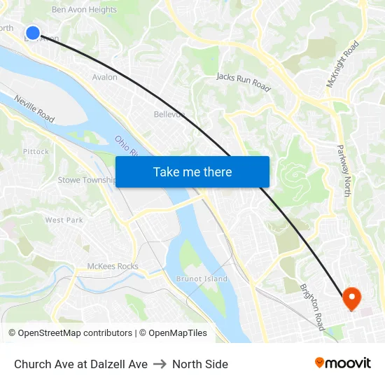 Church Ave at Dalzell Ave to North Side map