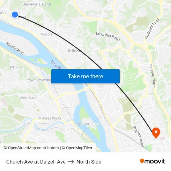 Church Ave at Dalzell Ave to North Side map