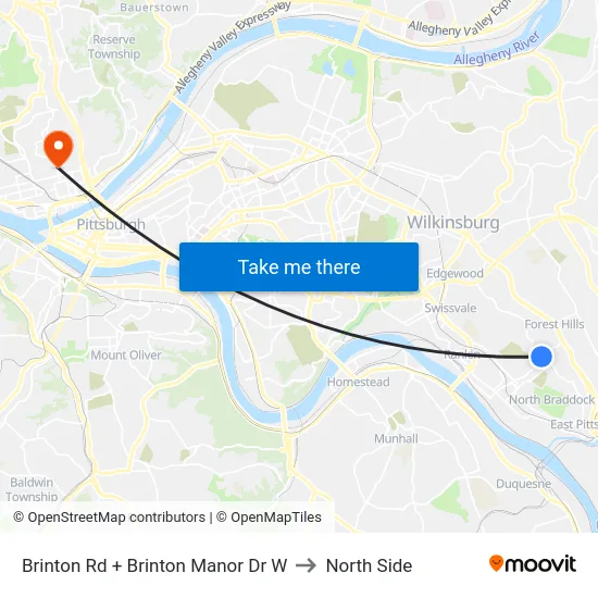 Brinton Rd + Brinton Manor Dr W to North Side map