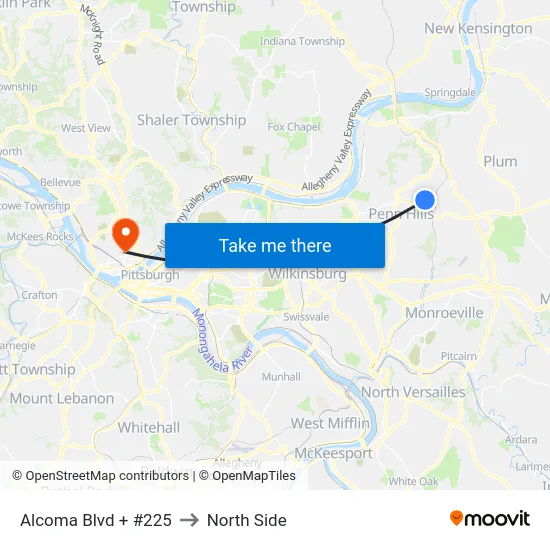 Alcoma Blvd + #225 to North Side map