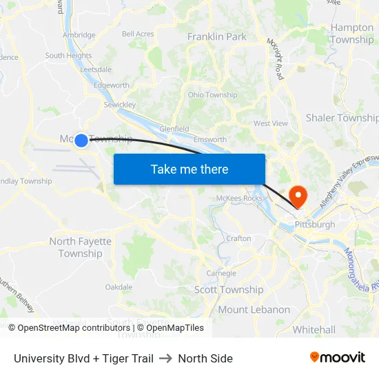 University Blvd + Tiger Trail to North Side map