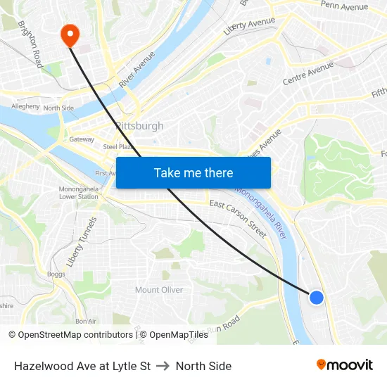 Hazelwood Ave at Lytle St to North Side map