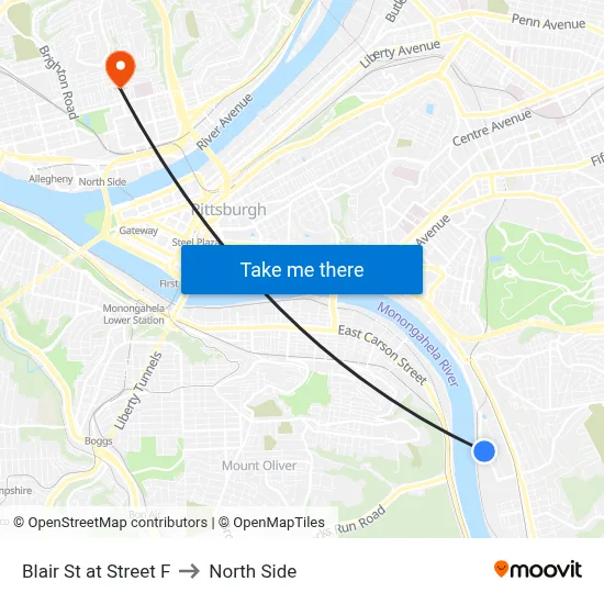 Blair St at Street F to North Side map